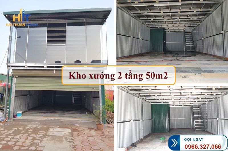 Diện tích và vị trí kho xưởng 2 tầng