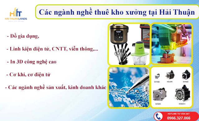 Các ngành thuê kho xưởng tại Hải Thuận