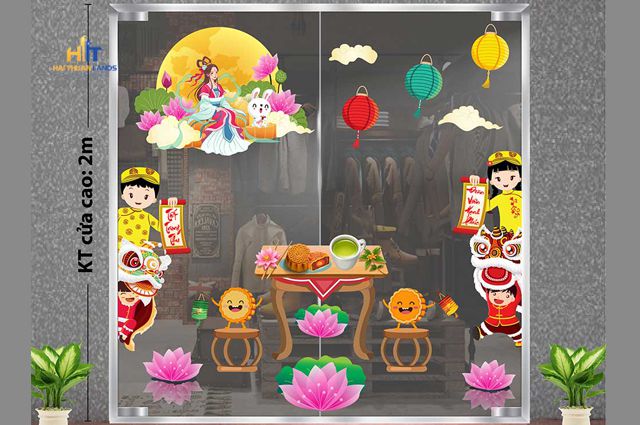 Decal dám tường trang trí trung thu